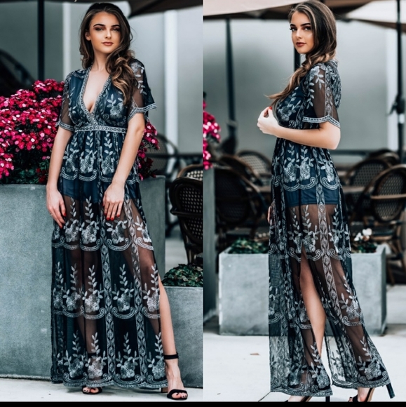 Lace Shell Maxi Romper - Picture 2 of 3